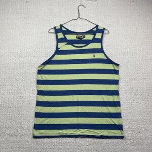 Y2K Volcom Tank Top Striped Blue / Mint Green Skate Surf Men Sz L Beach Summer